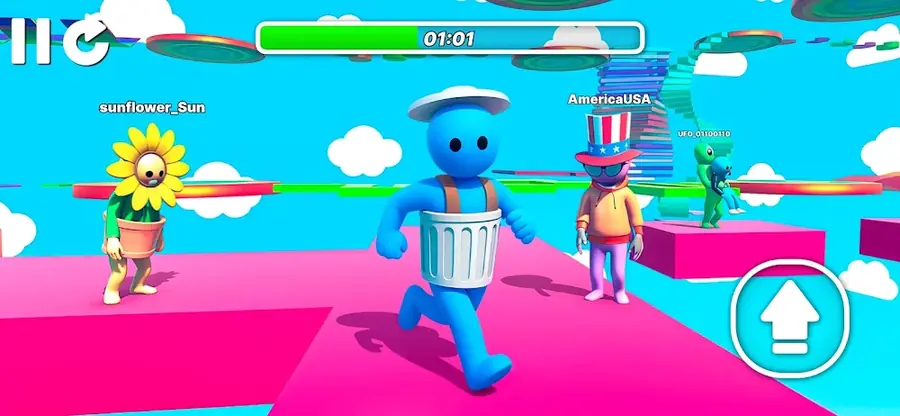 Mega Obby: corsa su piattaforme rosa con il cronometro a 01:01